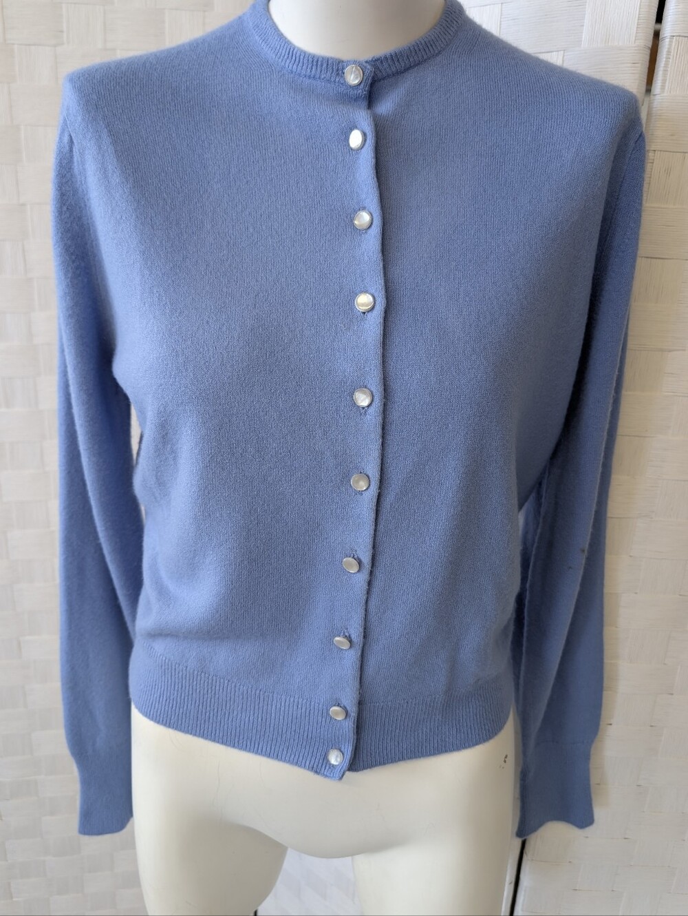 VINTAGE Talbott  Light Blue Knit  Button-Front Cottagecore Sweater SzM